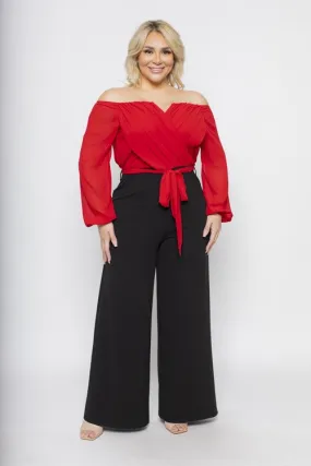 Royal Curves Contrast Wide Leg Jumpsuit