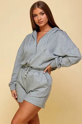 Rylee Hooded Front Zipper Romper