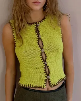 Sage Knitted Vest Top