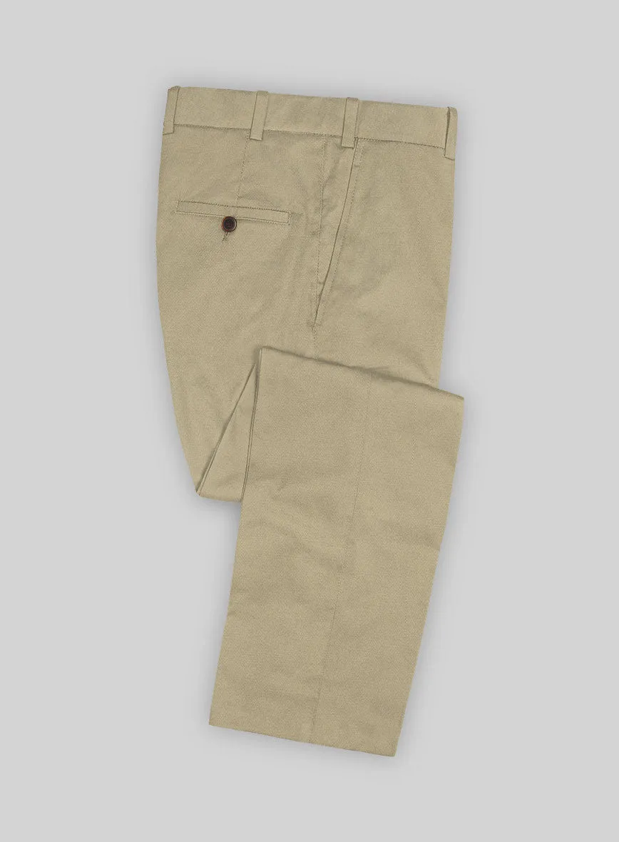 Scabal Sand Beige Cotton Stretch Pants