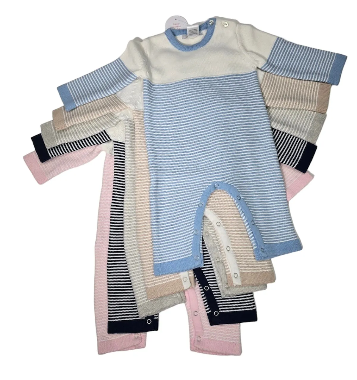 Seed Stitched Striped Cotton Onesie