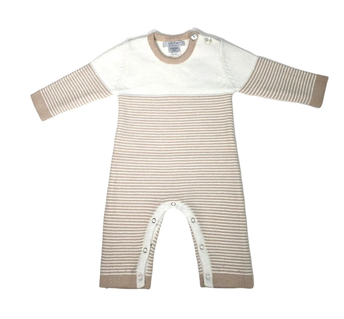 Seed Stitched Striped Cotton Onesie