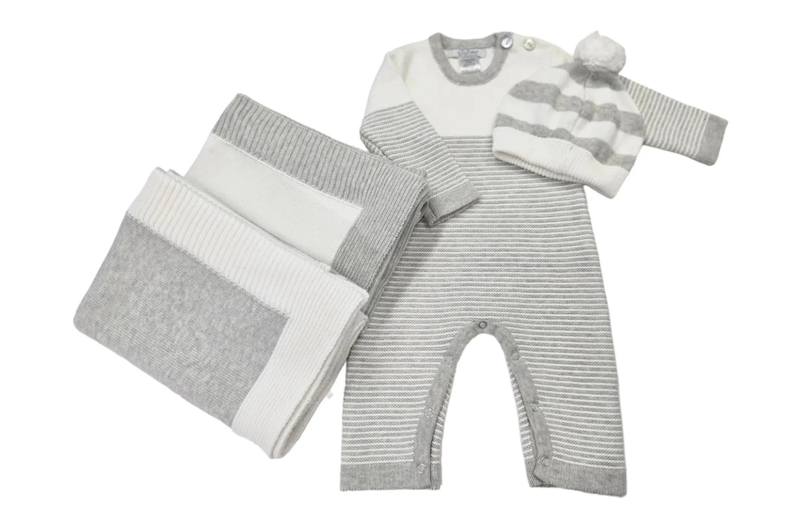 Seed Stitched Striped Cotton Onesie