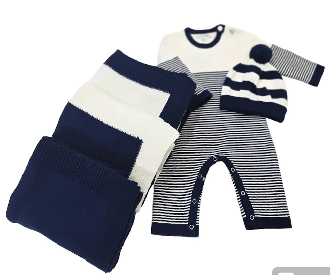 Seed Stitched Striped Cotton Onesie