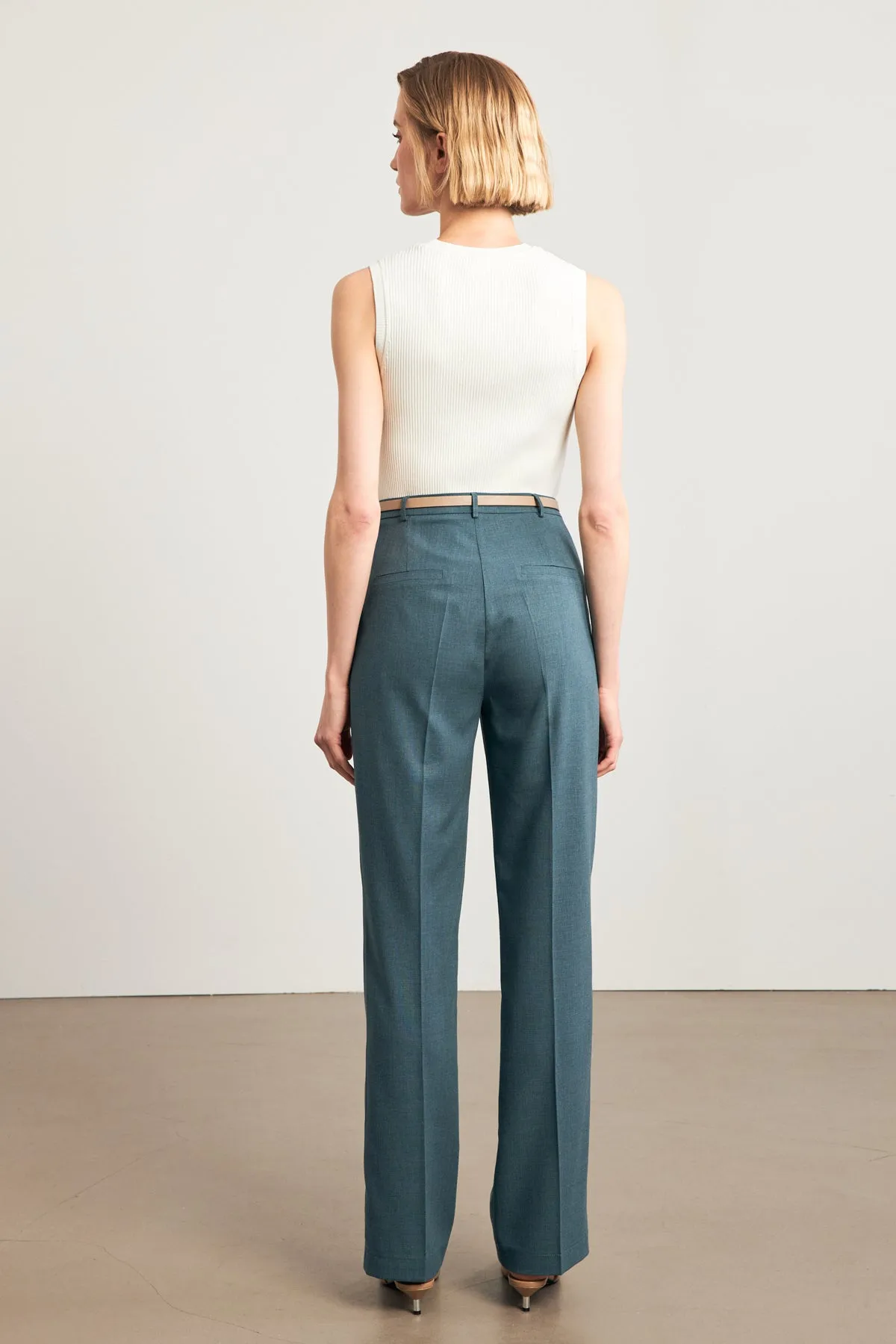 Setre Trousers With Belt And Pleat Detail Petrol