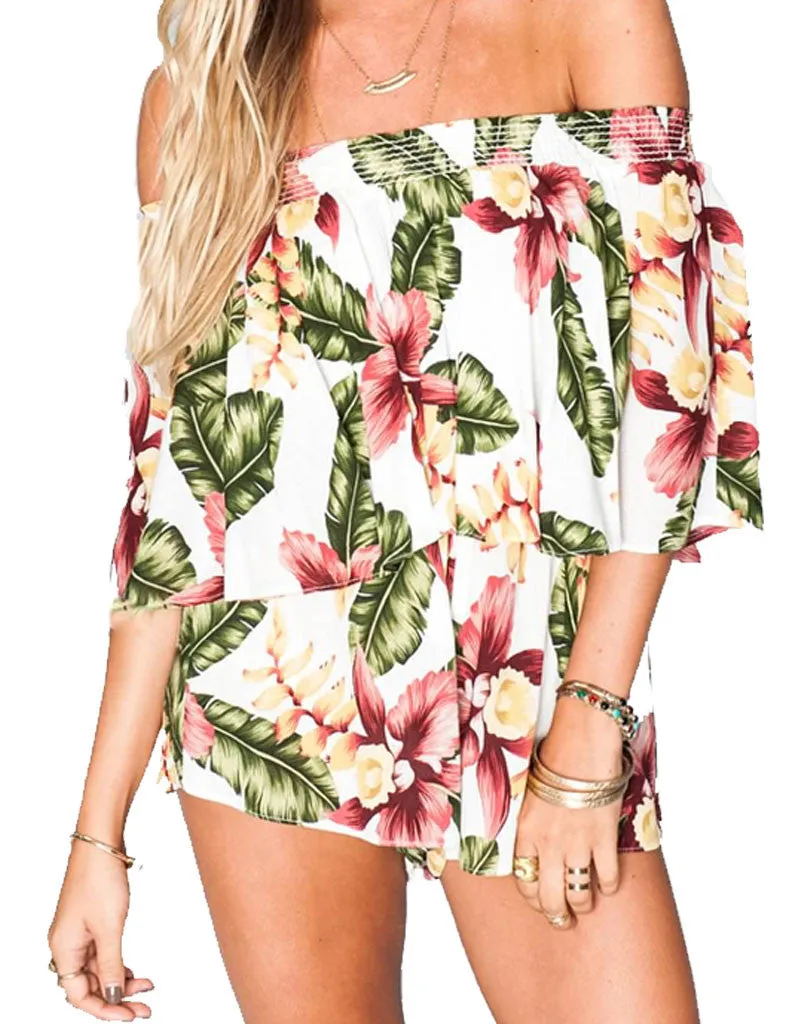 Show Me Your Mumu Rosarita Romper in Aloha Blooms Cloud