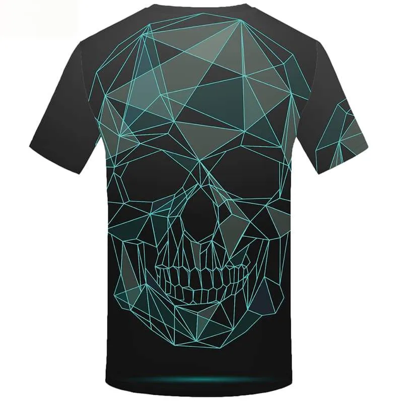 Skull T-shirt Men Geometric Tshirts Novelty Cobweb Tshirts Cool Short Sleeve