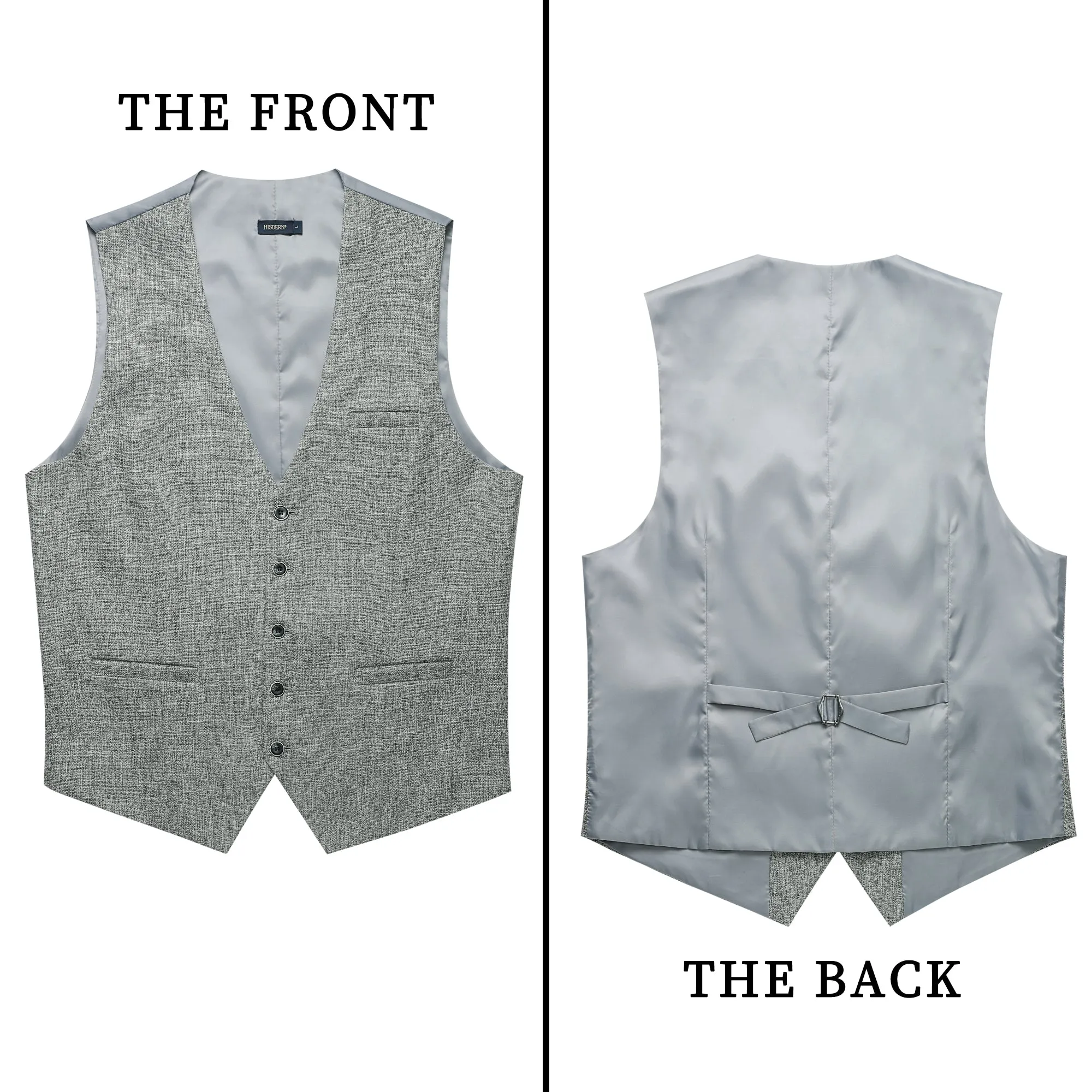 Solid Slim Suit Vest - A5-LIGHT GREY