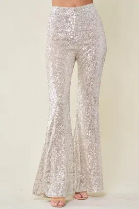 Sparkling Champagne Gold Sequin High Waist Pants