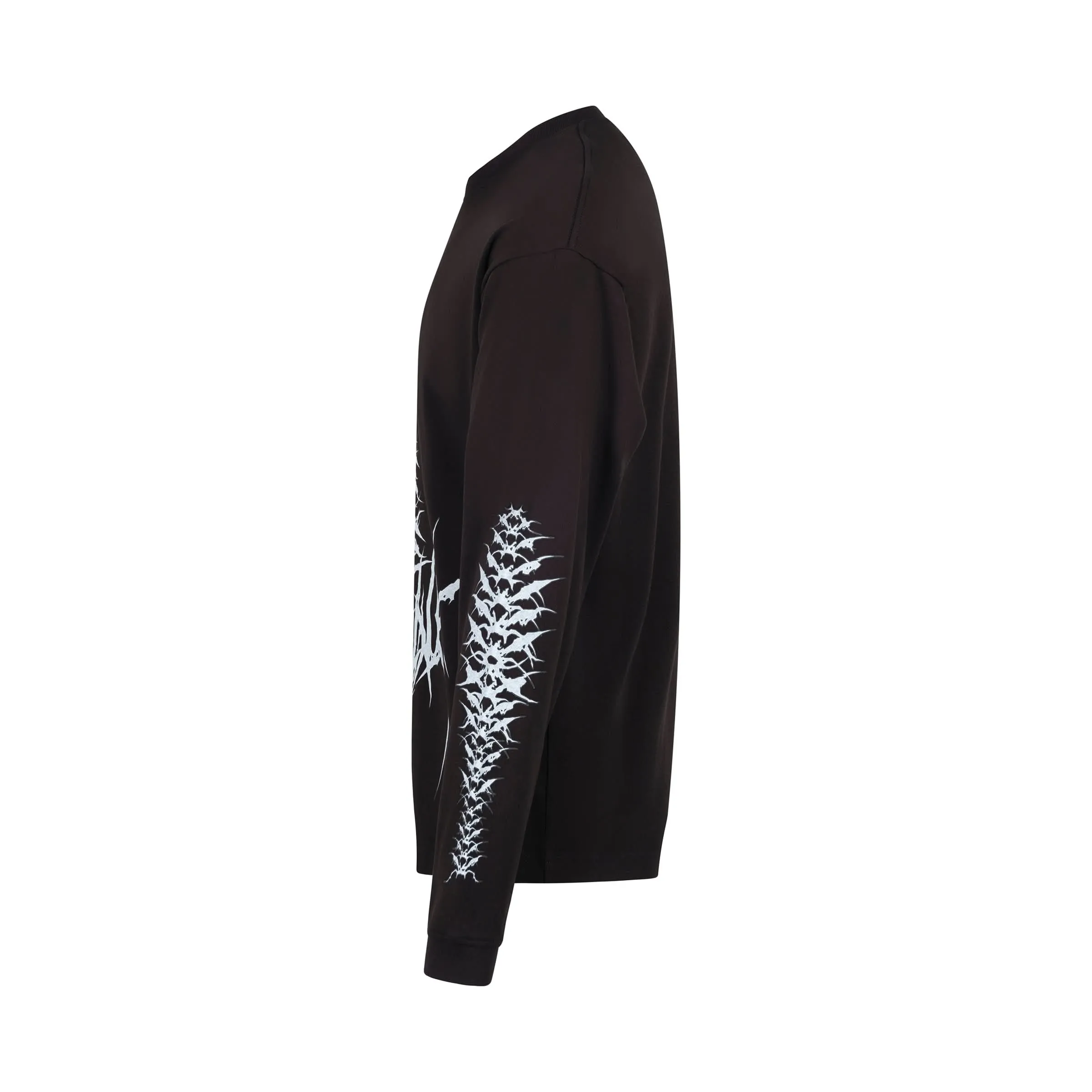 Spine Skull Print Long Sleeve T-Shirt in Black