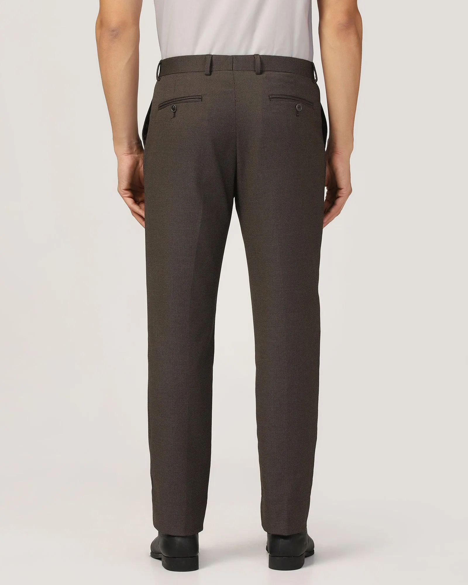 Straight B-90 Formal Brown Textured Trouser - Finess