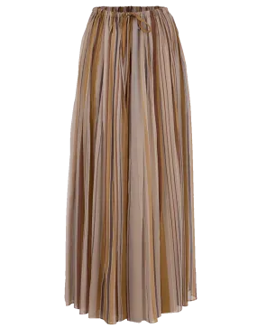 Stripe Chiffon Drawstring Maxi Skirt