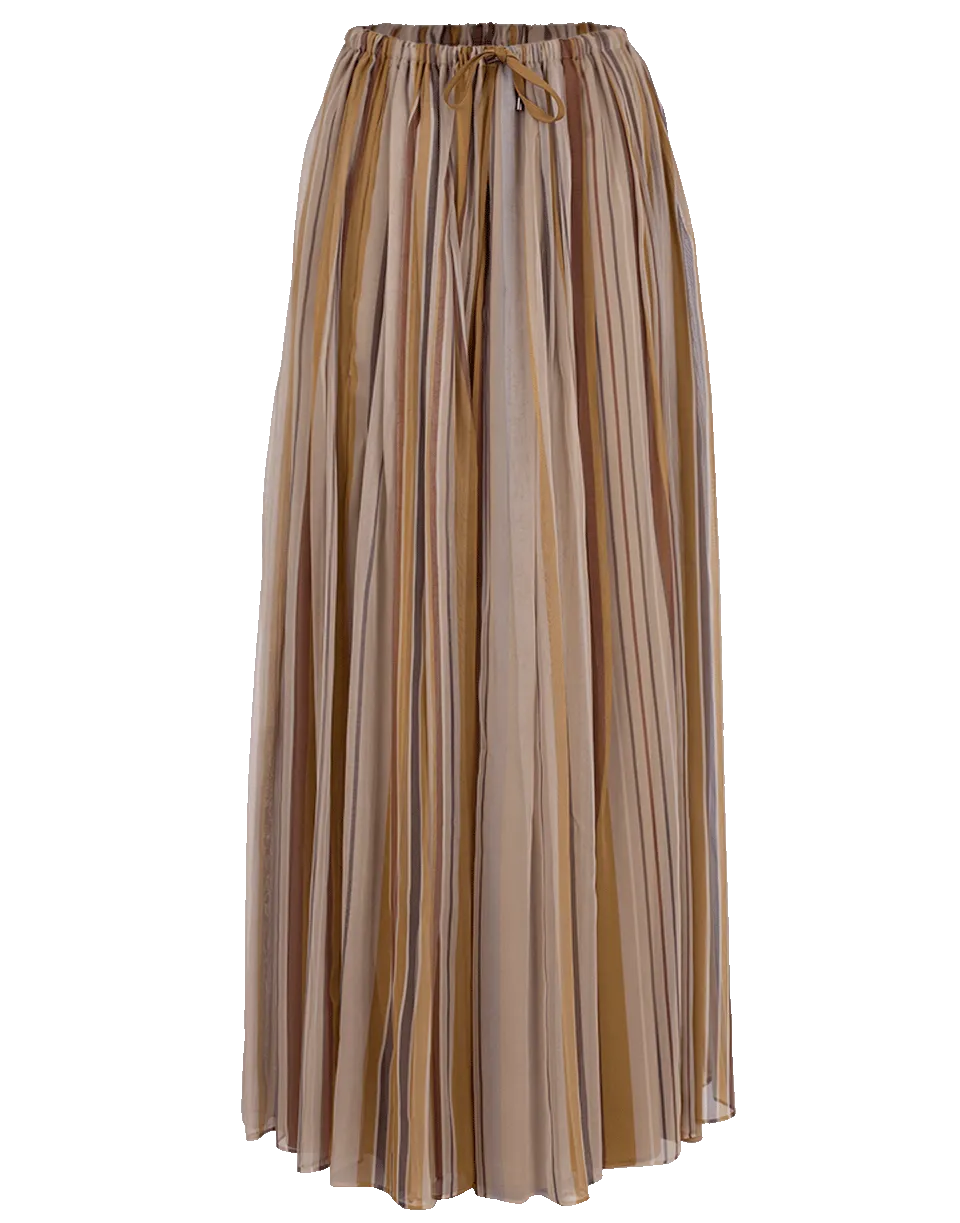 Stripe Chiffon Drawstring Maxi Skirt