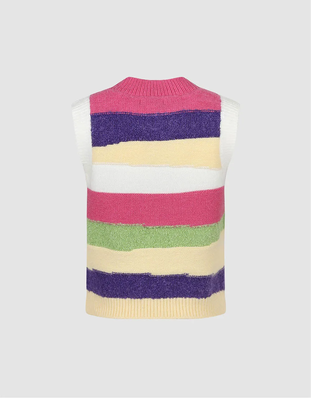 Striped Crew Neck Knitted Vest