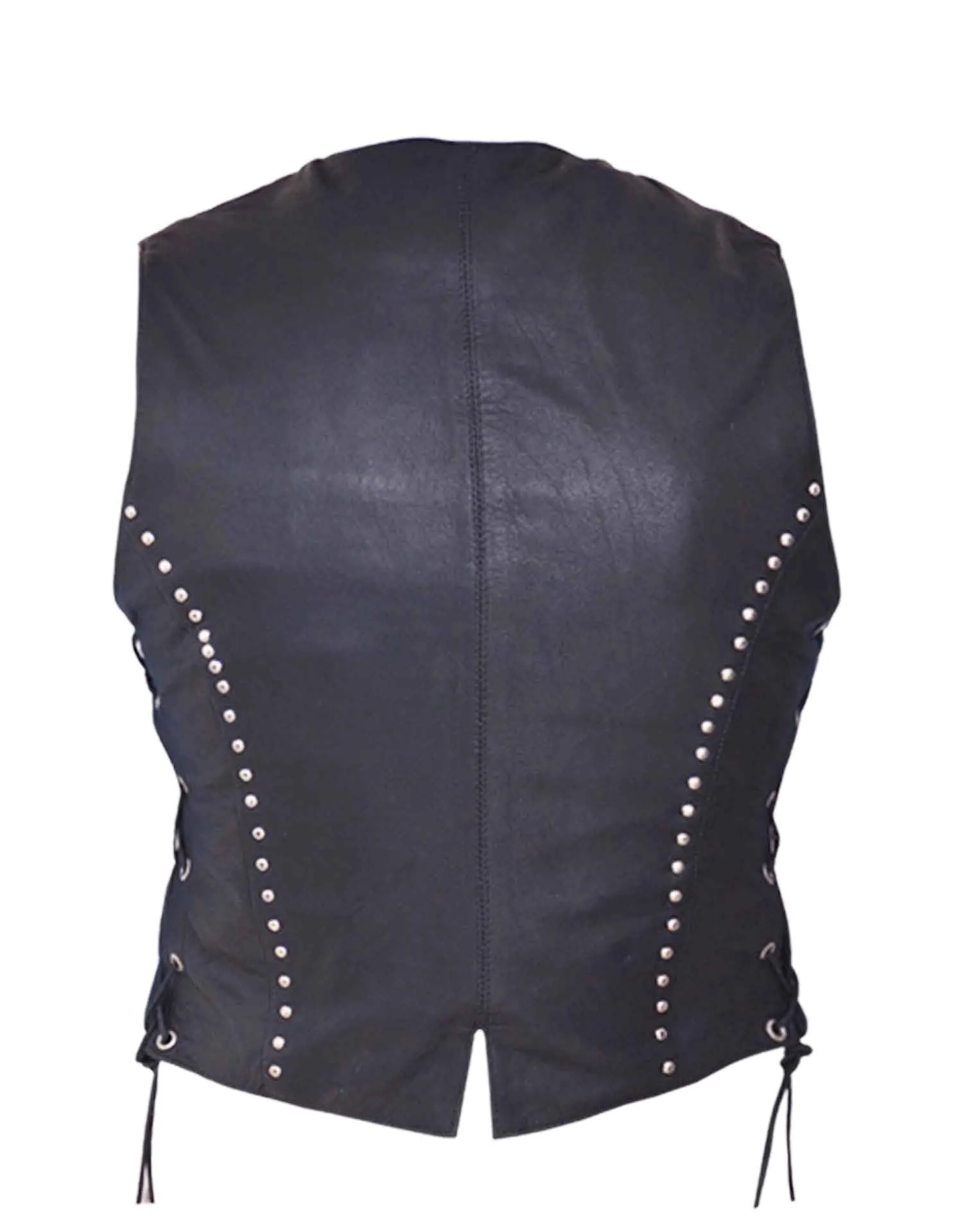 Studded Leather Side lace Vest Womens