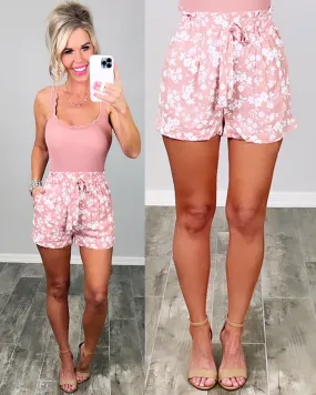 Sun And Blooms Floral Print Shorts - Rose