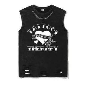 Tattoos Are My Therapy Vintage Washed Vest Top