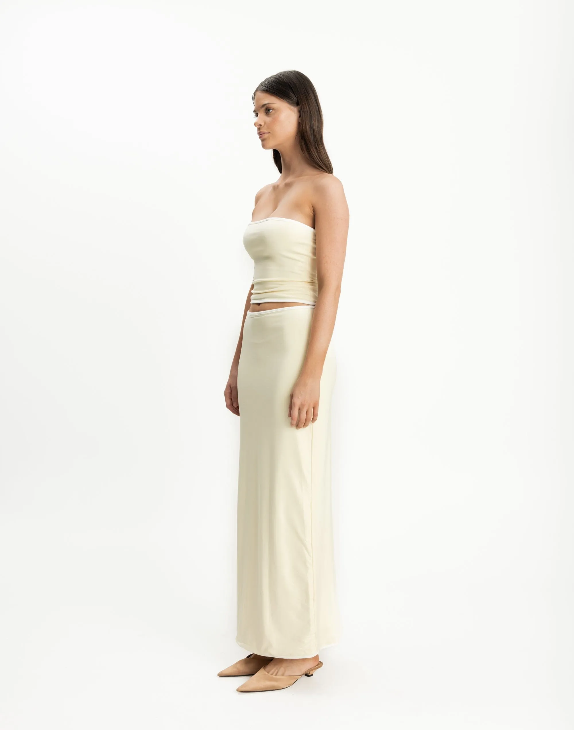 Tavina Maxi Skirt (Butter/White)