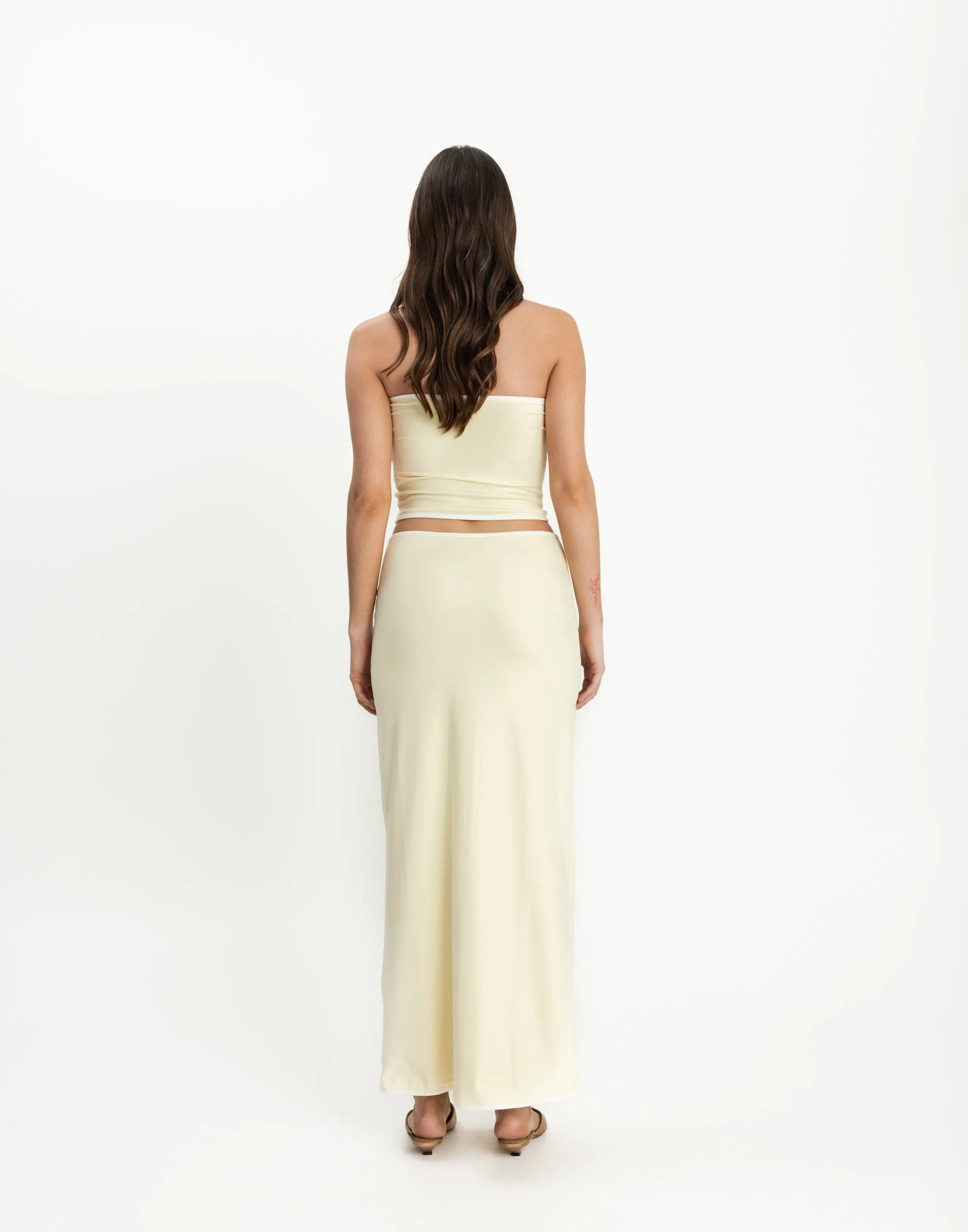 Tavina Maxi Skirt (Butter/White)