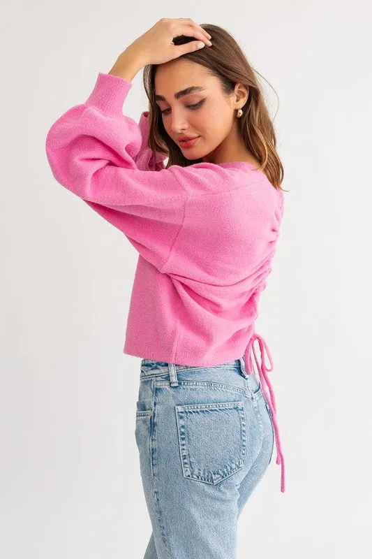 TEEK - Fuzzy Sweater with Back Ruching