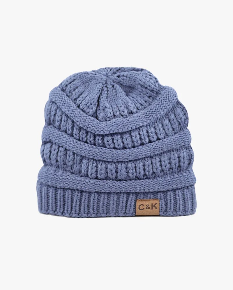 The Hat Depot - Solid Color Stretch Cable Knit Chunky Beanie