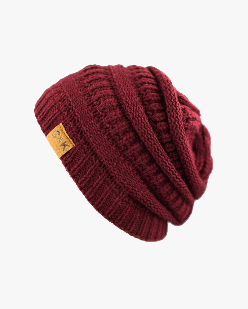 The Hat Depot - Solid Color Stretch Cable Knit Chunky Beanie