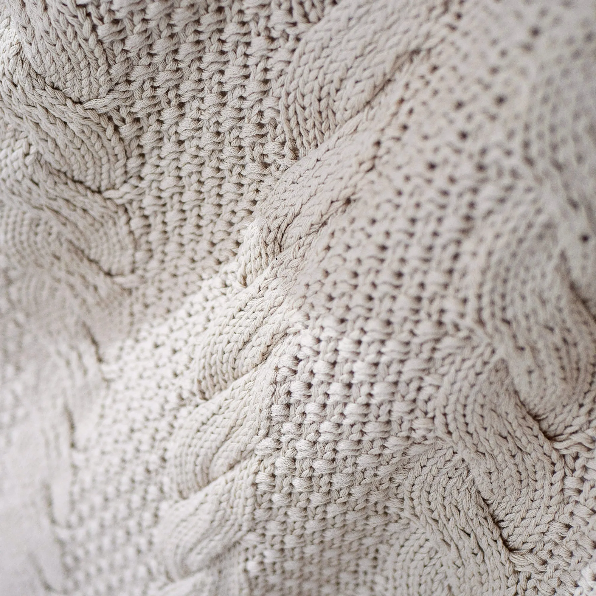 Throw / Blanket - Knitted Cable Cream