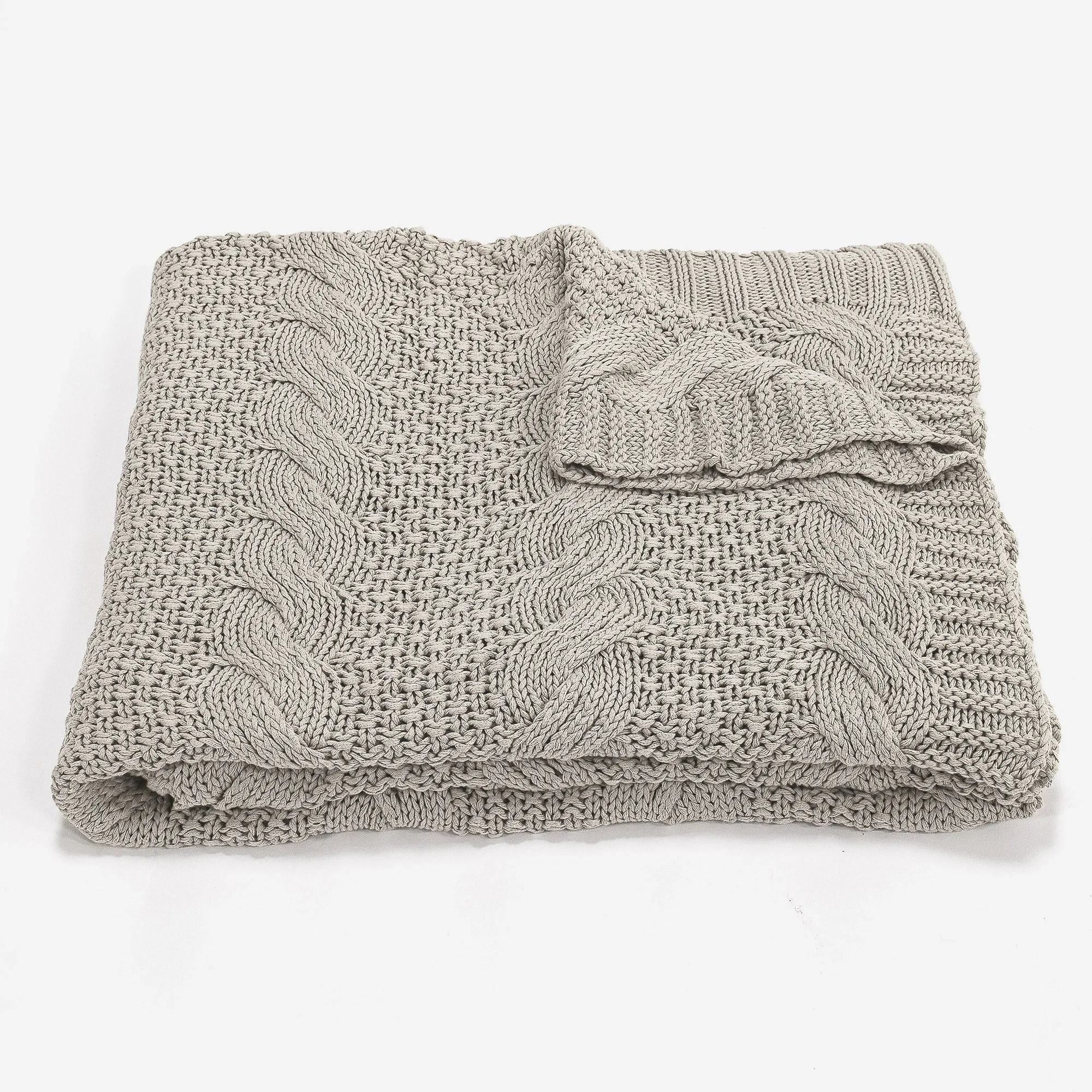 Throw / Blanket - Knitted Cable Cream