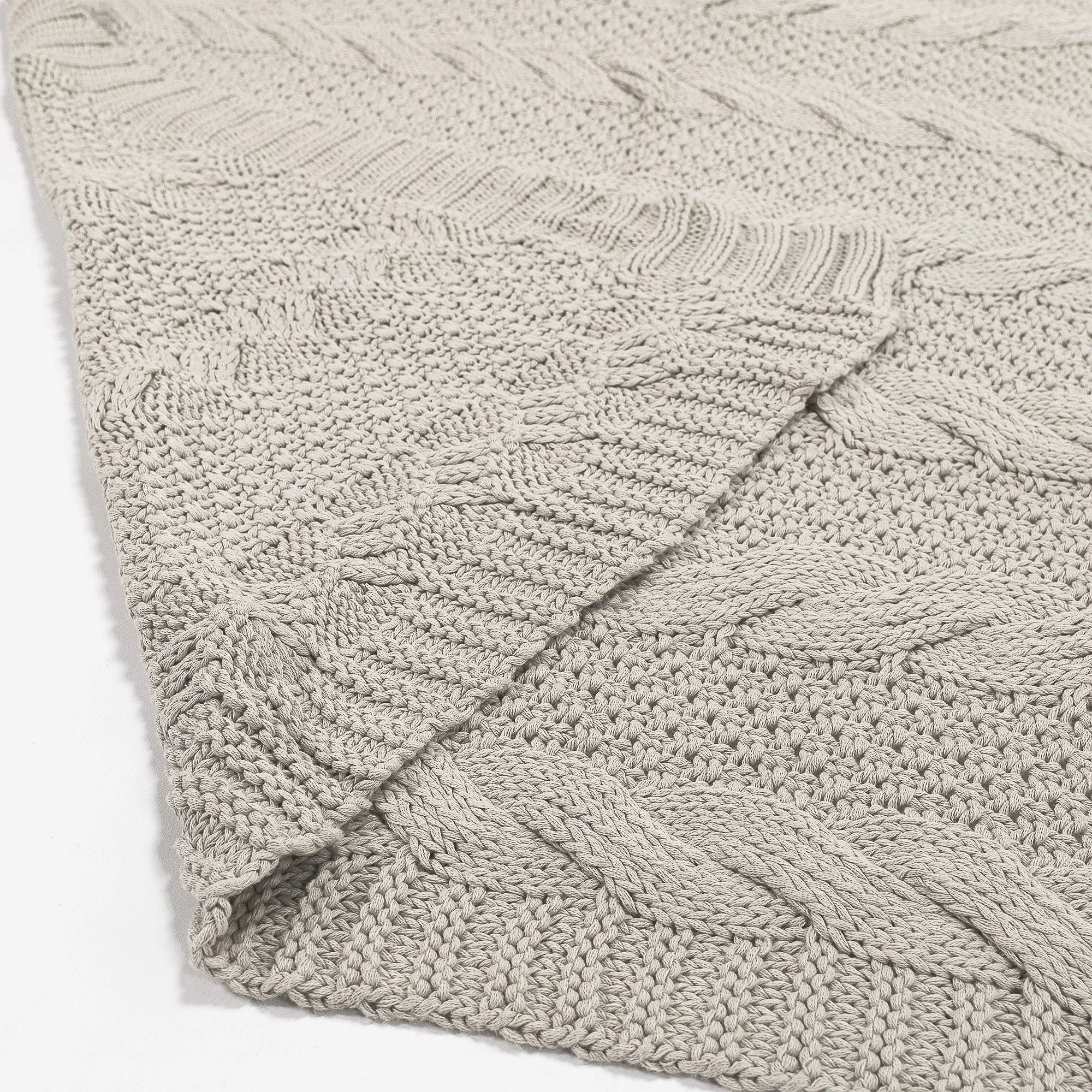 Throw / Blanket - Knitted Cable Cream