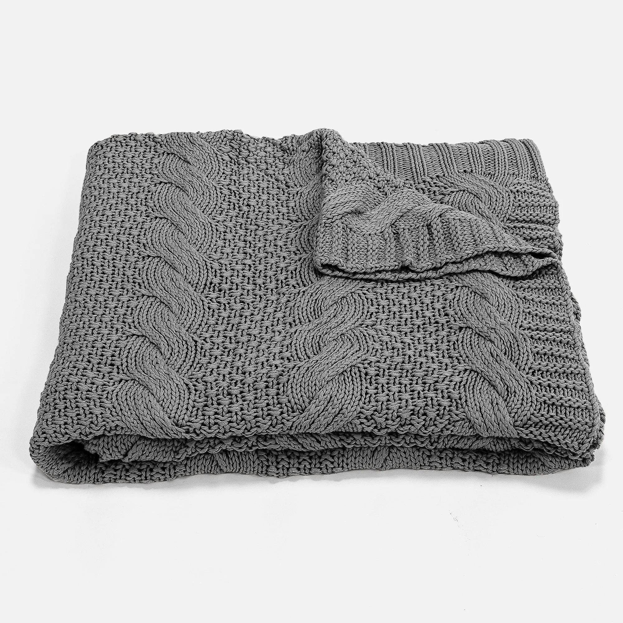 Throw / Blanket - Knitted Cable Grey