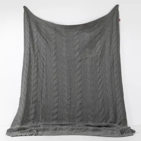 Throw / Blanket - Knitted Cable Grey