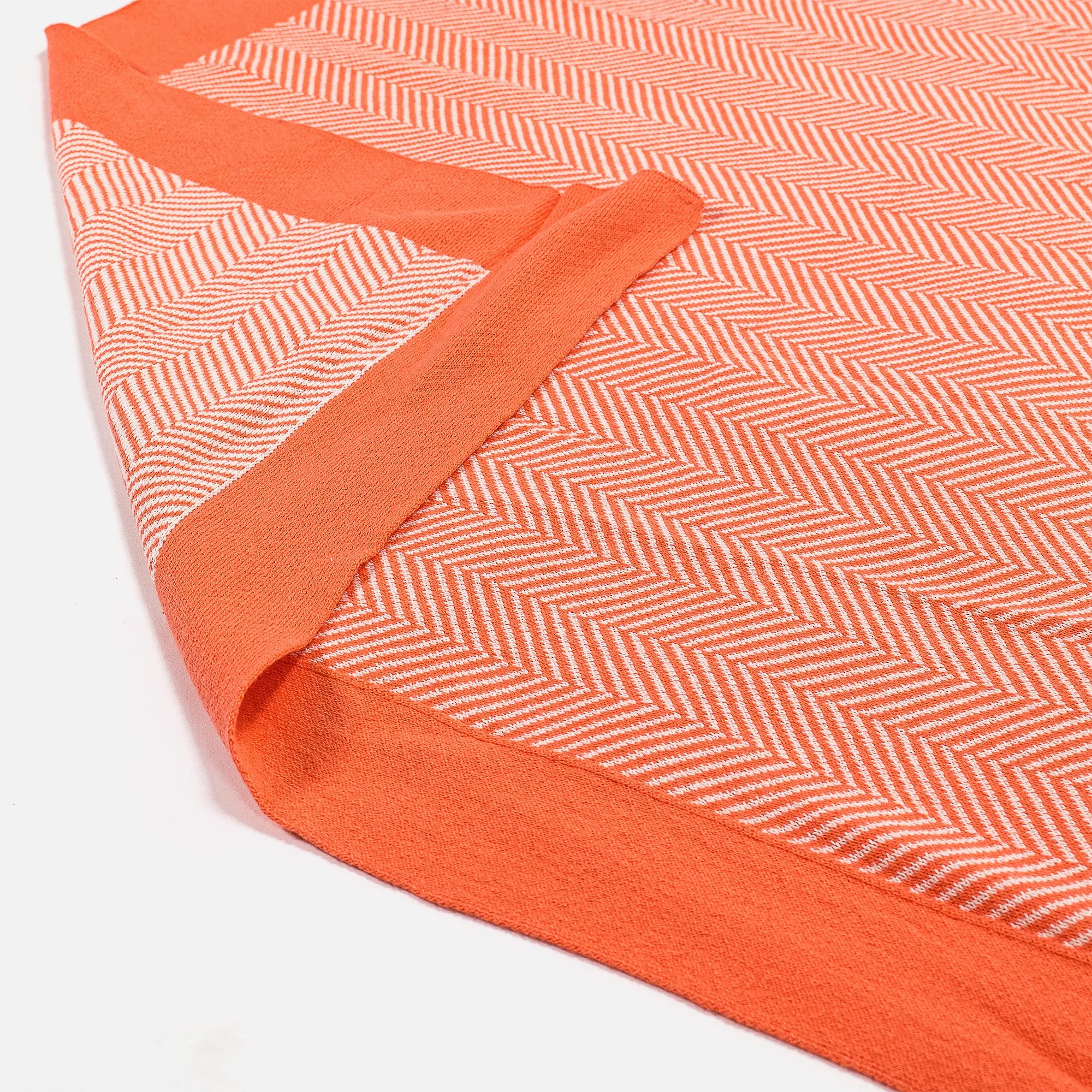 Throw / Blanket - Knitted Herringbone Coral Pink