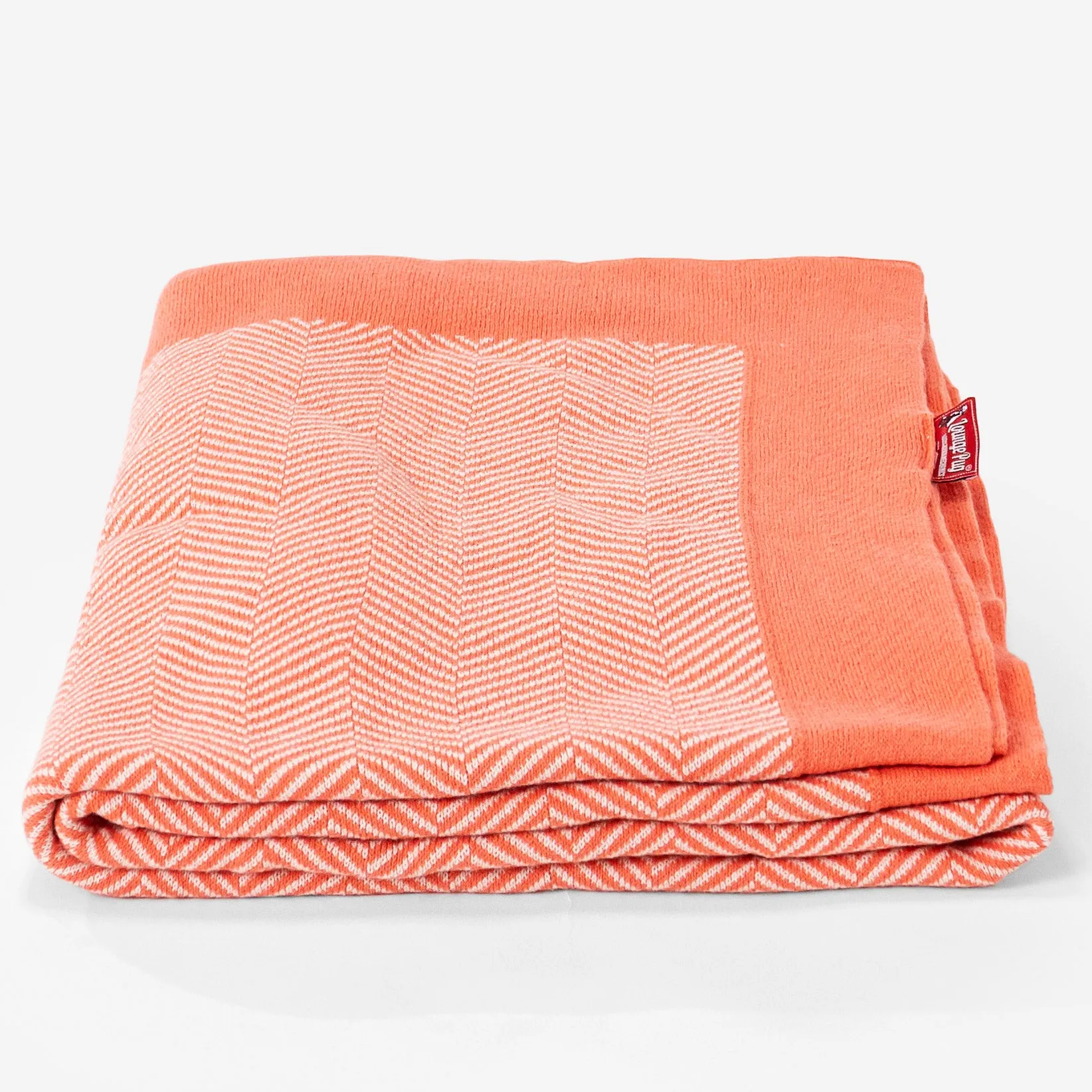 Throw / Blanket - Knitted Herringbone Coral Pink