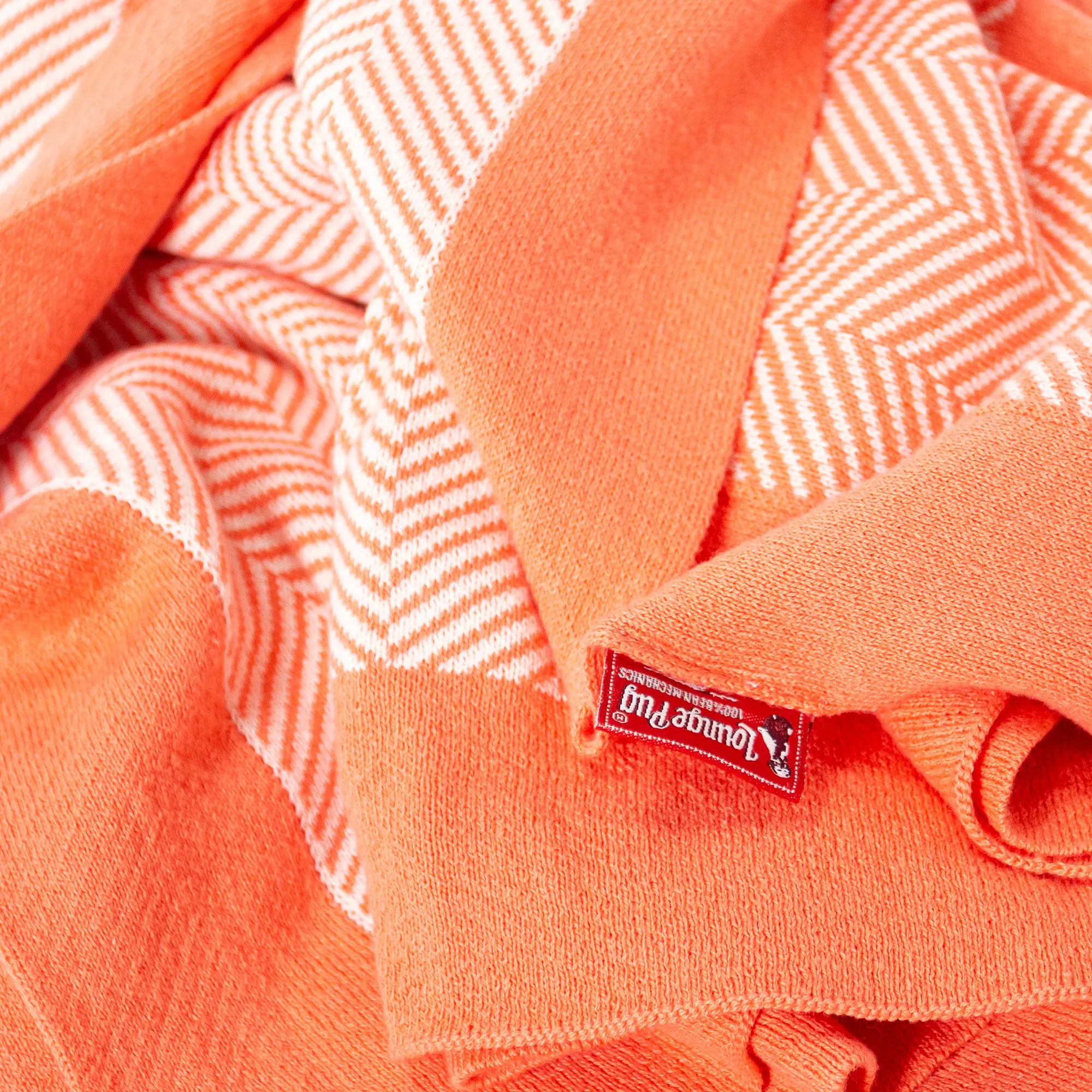 Throw / Blanket - Knitted Herringbone Coral Pink