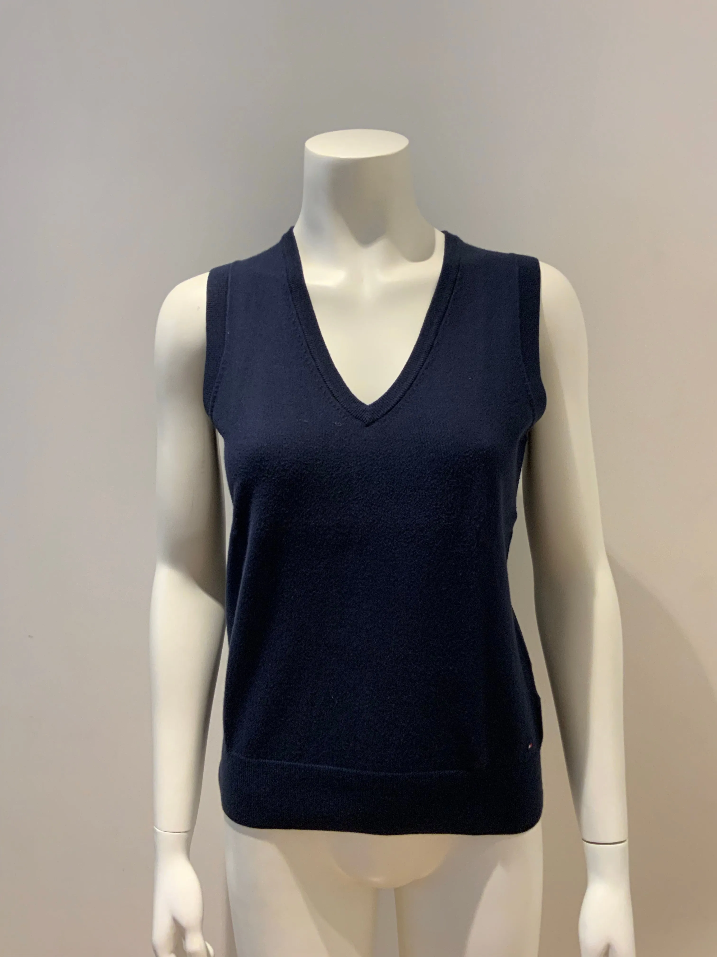 Tommy Hilfiger Prima Cotton navy knit sleeveless jumper vest sweater M medium ladies