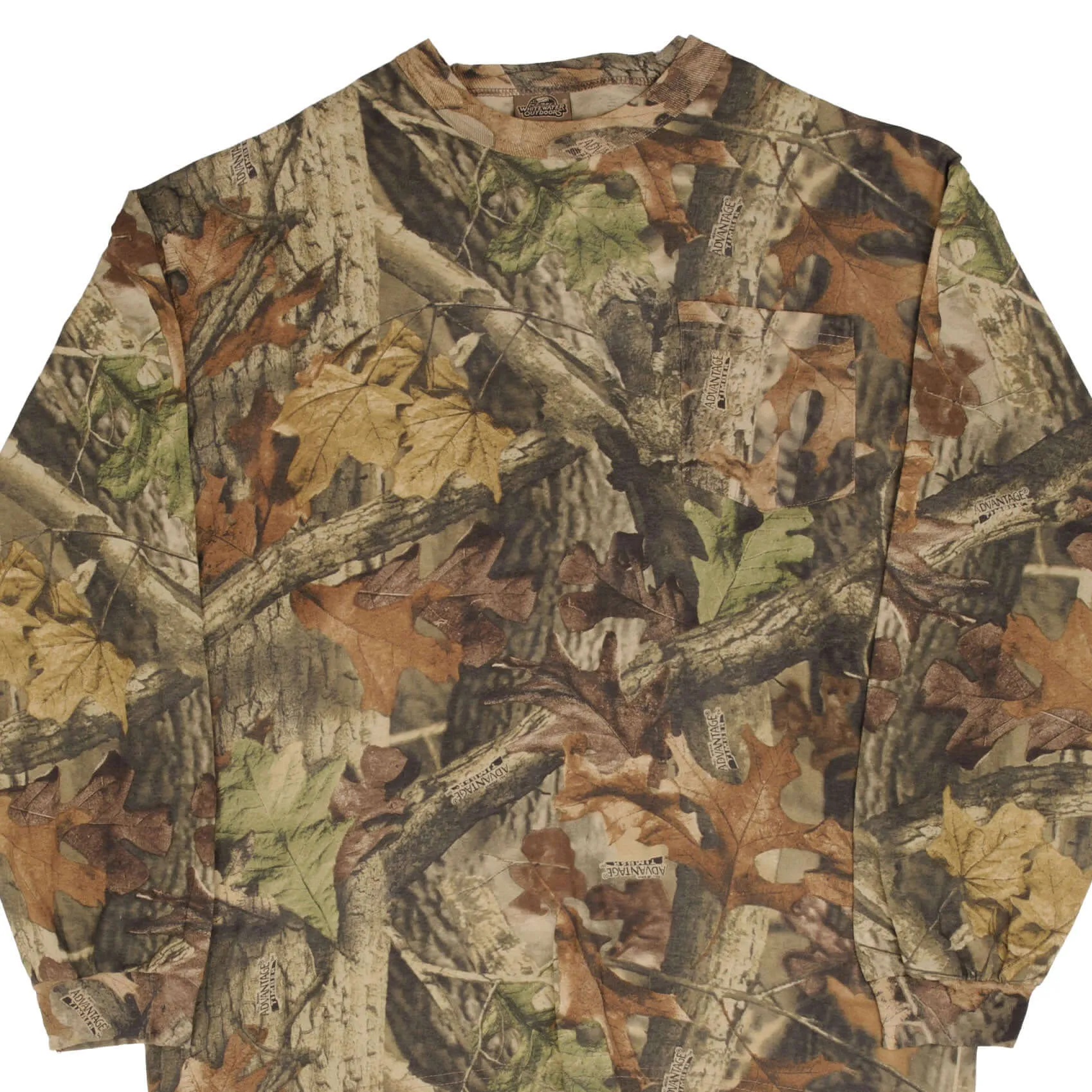 VINTAGE HUNTING ADVANTAGE TIMBER CAMO LONG SLEEVE POCKET TEE SHIRT SIZE XL