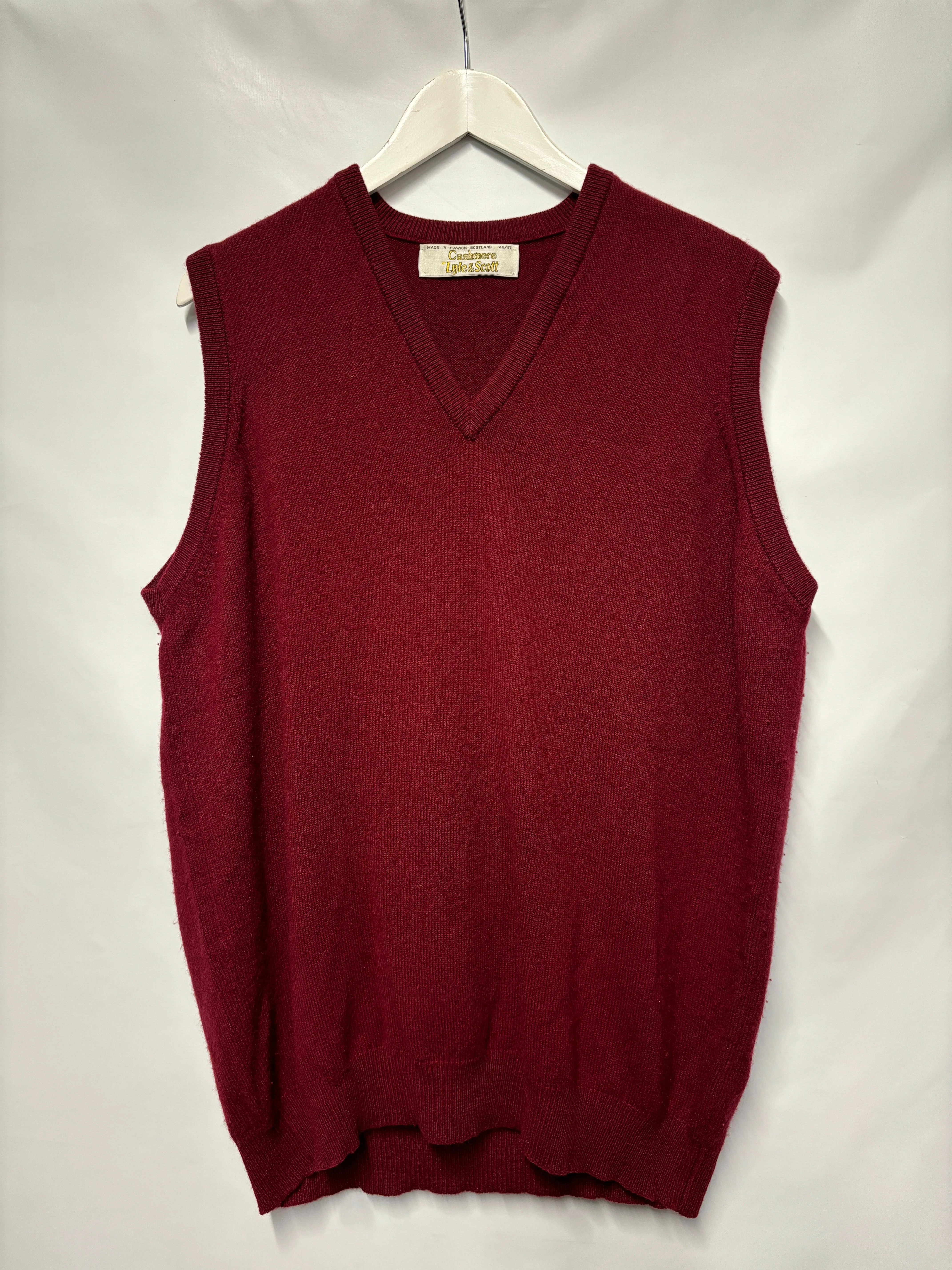 Vintage Lyle and Scott Burgundy Cashmere Vest XL