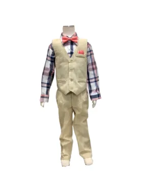 Vittorino Boys Beige 4 Piece Vest Set