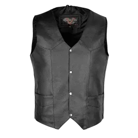 VL921 Vance Leather Premium Leather Men's Plain Side Vest with Single Seam Back