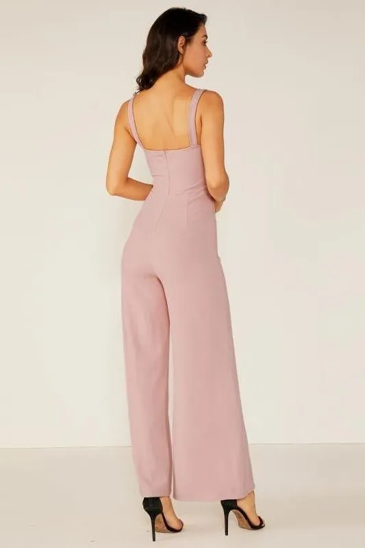 Wide Leg High Slit Halter Jumpsuit