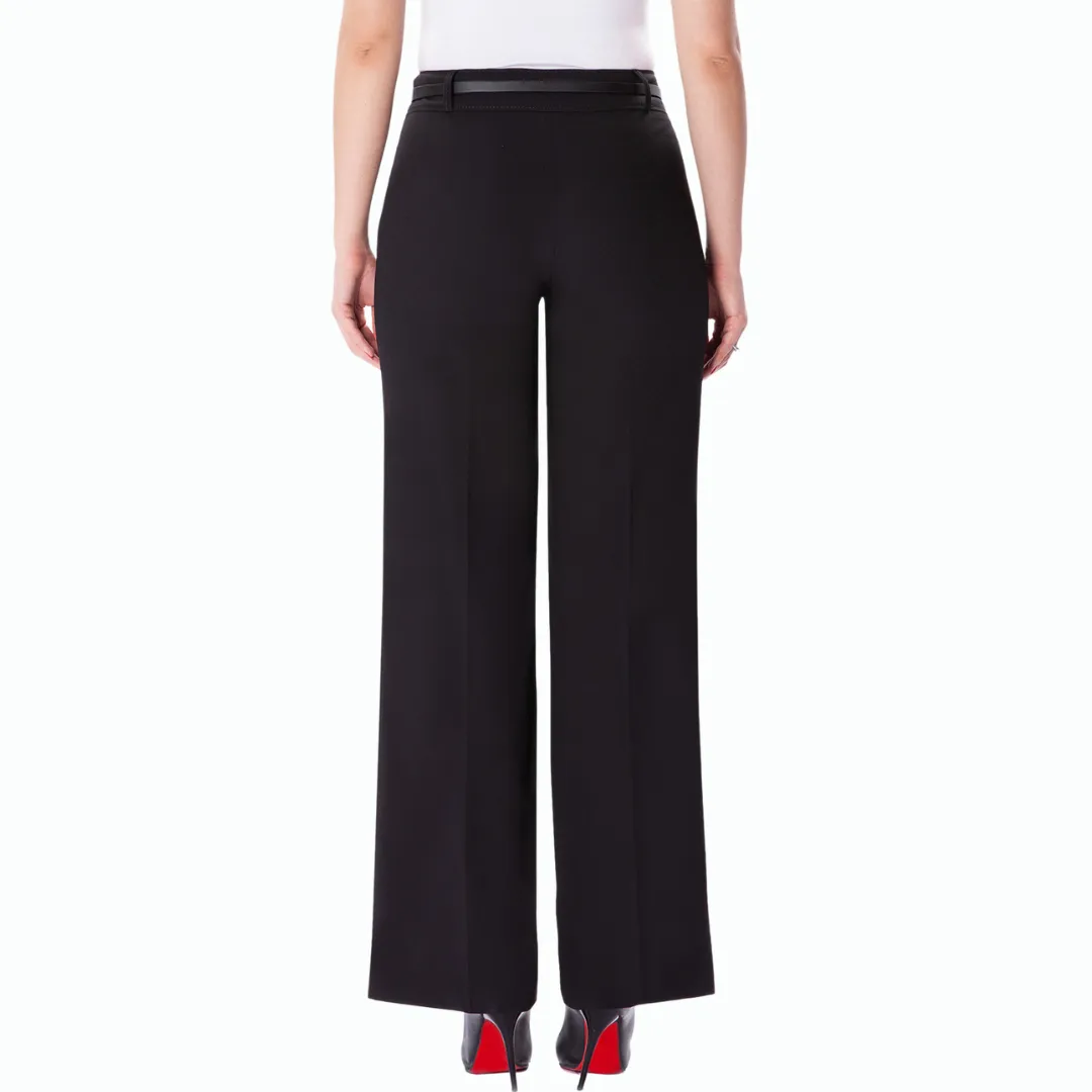 Wide Leg Zip Front Trouser - Black