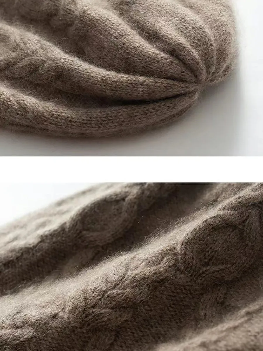 Winter Cable Knit Wool Warm Soft Hat QN001