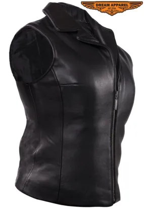 Women Plain Vest With Classic Style Collar