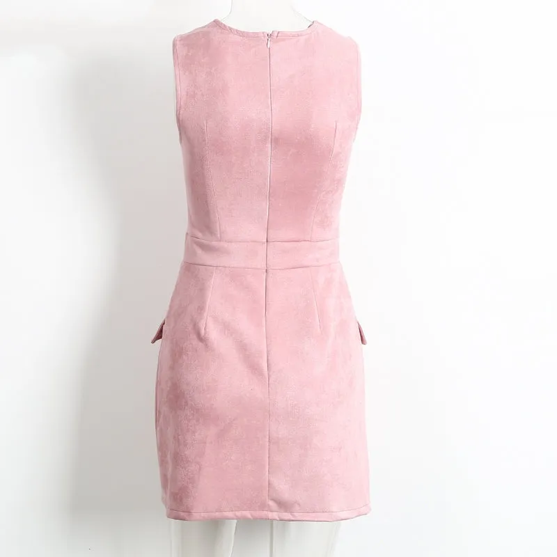 Women's Clothing | Suede Leather Dress | Hollow Out High Waist Dress | Sleeveless Women's Dress