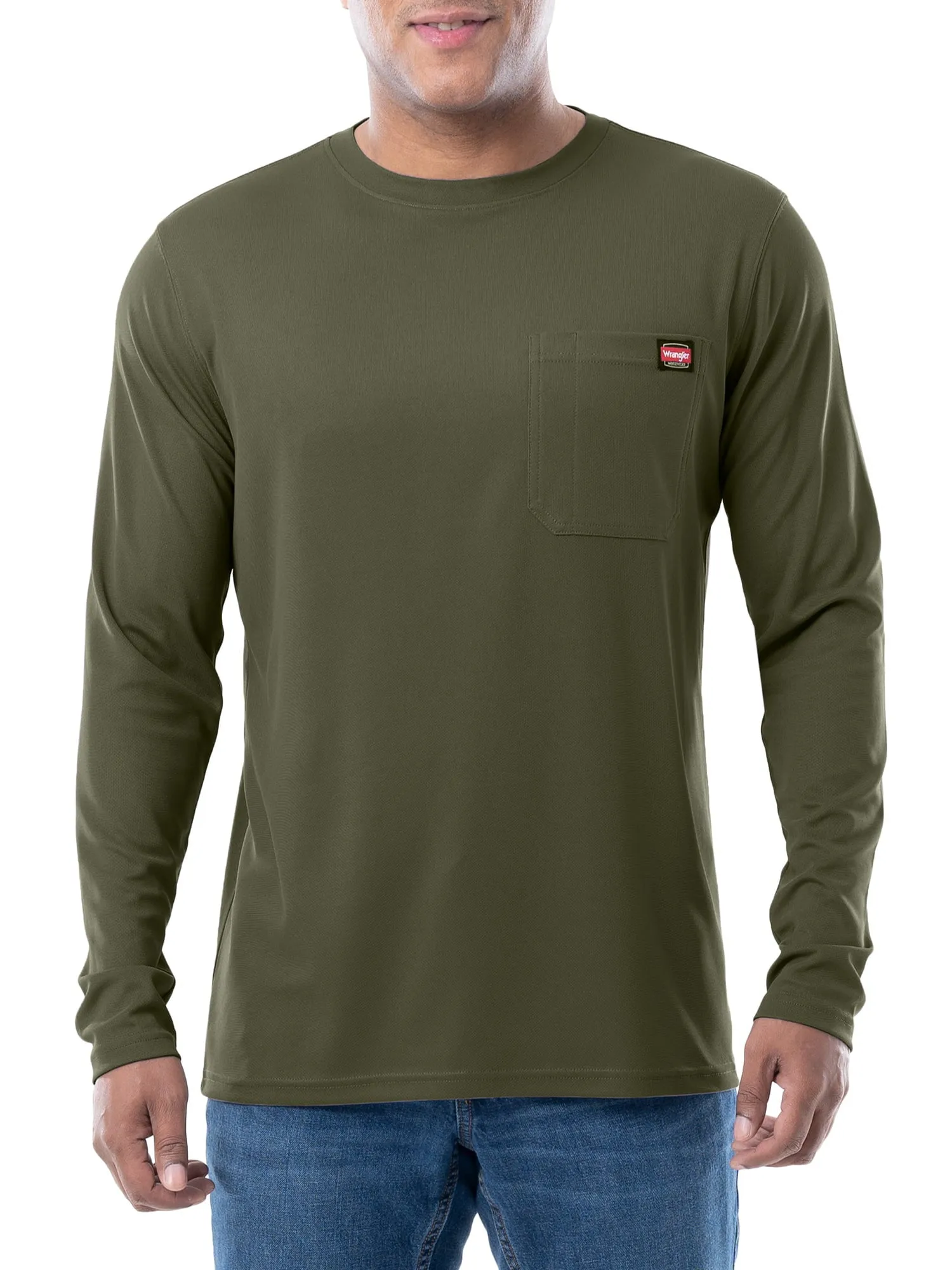 Wrangler - Workwear Men's Long Sleeve Poly Performance Pocket, T-Shirt