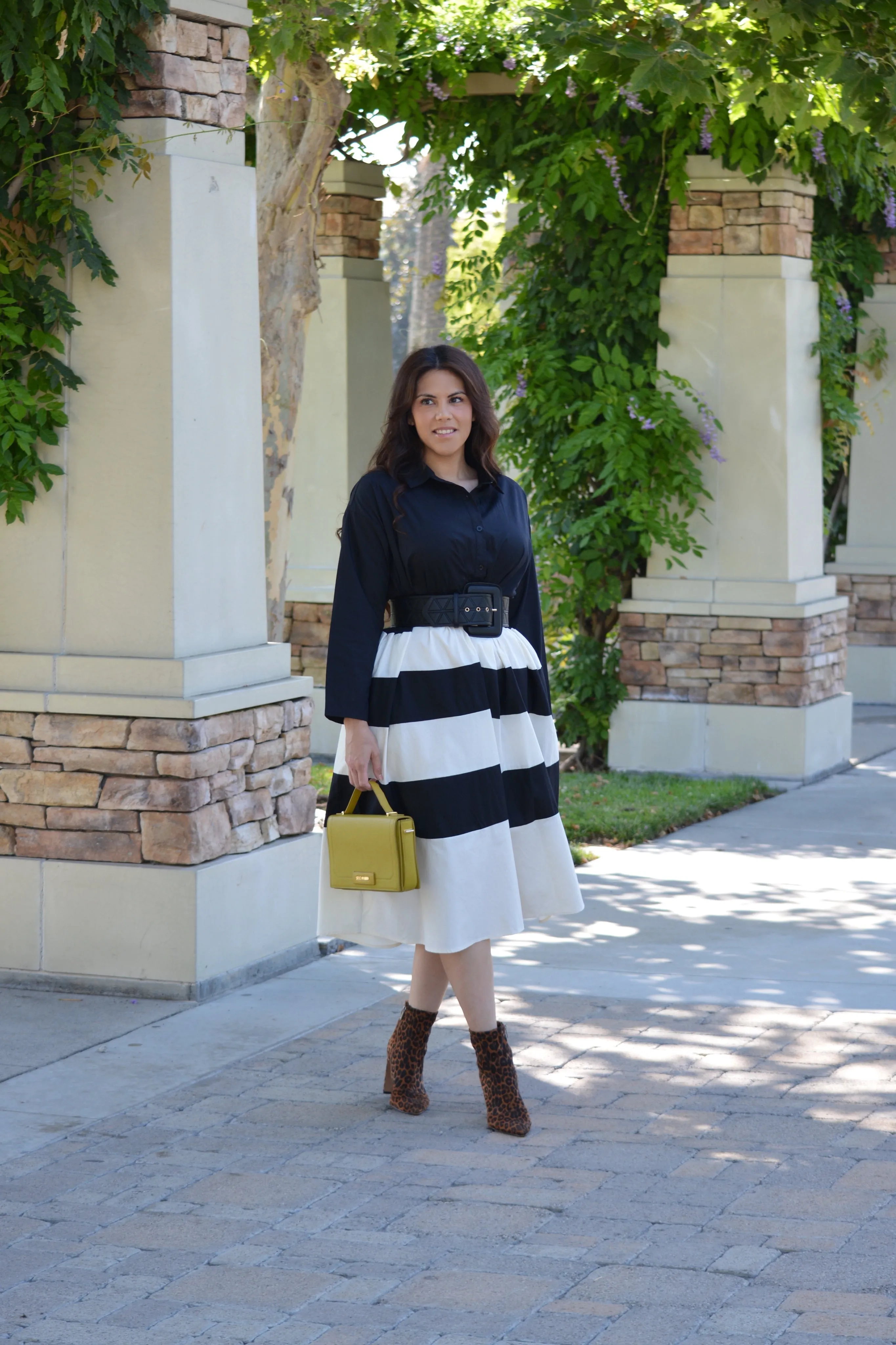 Zully Black Stripe Cotton Dress